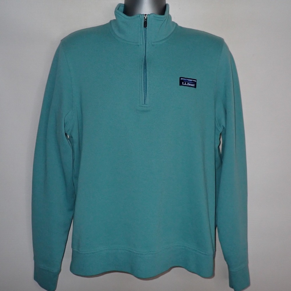 L.L. Bean Men's L Comfort Stretch Performance Piqué  Quarter-Zip Pullover Teal
